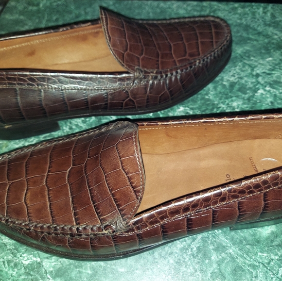 Ralph Lauren Polo Brown Leather Croc Print Loafer NWOT - Picture 4 of 10